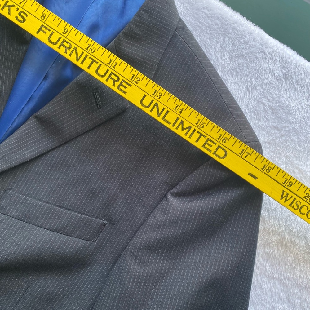 Men’s Tailored Gray Pinstripe Blazer Sport Coat Blue Lining 3 Button XS/S - Picture 11 of 13